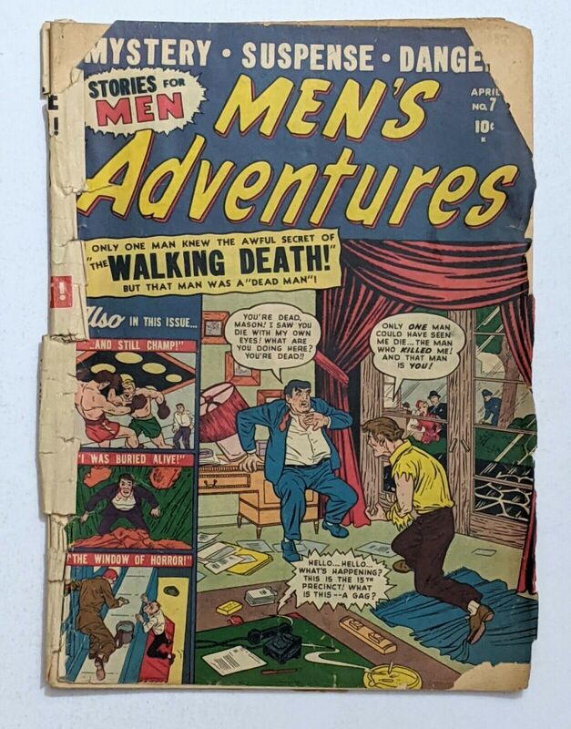 Men fighting and some walking dead comic cover