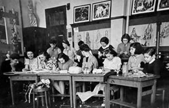 Art class in M&A, 1936 (Joseph Parker, far right)