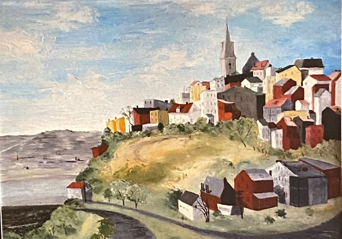Oil painting of Mt. Adams in Cincinnati