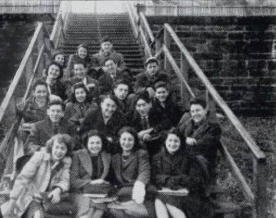 1944 Stairs filled with students sitting