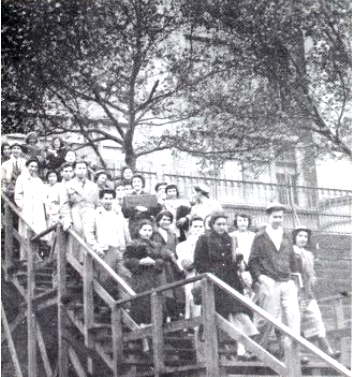 Winter 1949 Stairs with students walking down